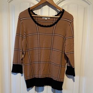 Cleo Tan and Black Plaid Sweater
